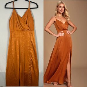 Lulus Dress Womens Large Copper Rust Orange HOCO‎ Prom Bridesmaid Wedding Guest